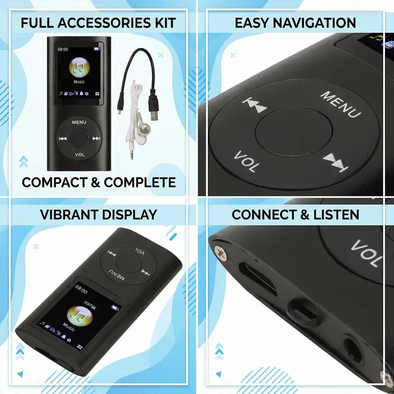 Portable MP3 Player – Compact Digital Music Player with LCD Screen & T ...