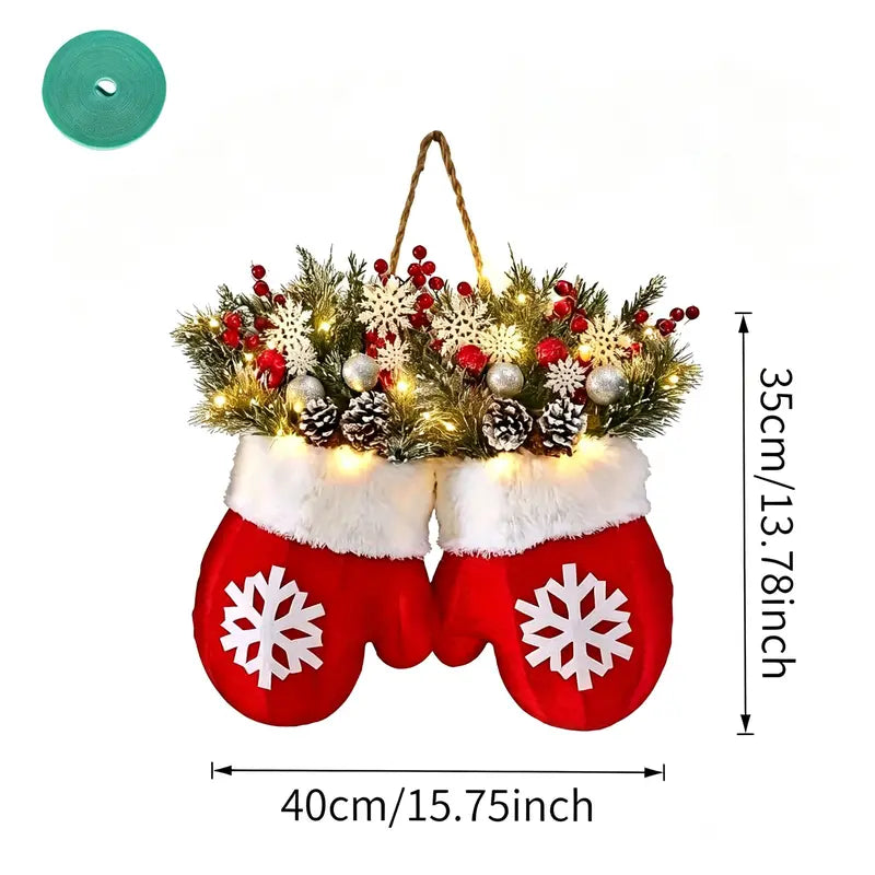 Light-Up Christmas Mitten Door Hanging