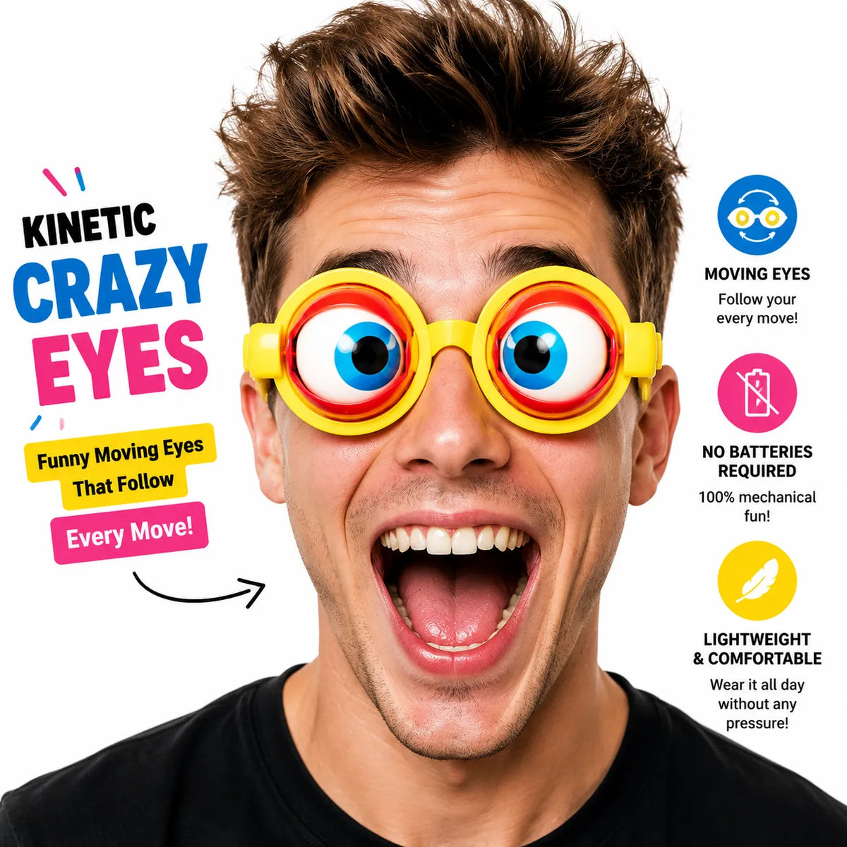 🤪 Kinetic Crazy Eyes Glasses 👓 for Instant Laughs 😂 & Party Fun