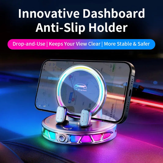 Smart 360° Wireless Charging Car Mount with RGB Ambient Lighting