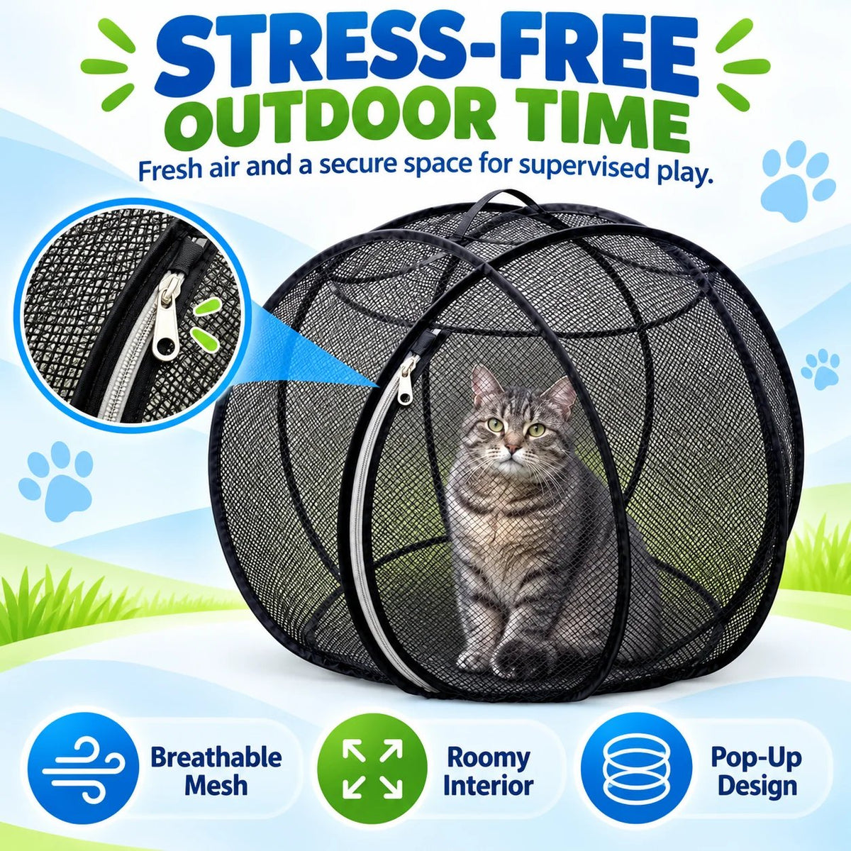 🐱 Rolling Pop-Up Cat Play Ball– 360° Panoramic Playpen 🐾