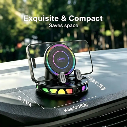Smart 360° Wireless Charging Car Mount with RGB Ambient Lighting