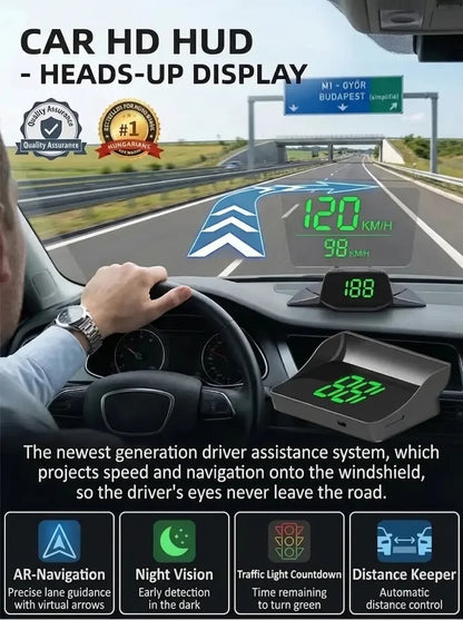 Universal GPS Car Speedometer HUD (MPH/KMH) - Plug & Play Windshield Projector for All Cars