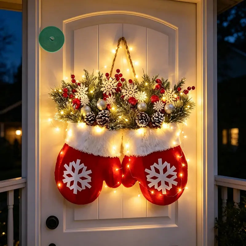 Light-Up Christmas Mitten Door Hanging