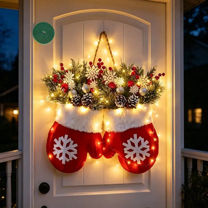 Light-Up Christmas Mitten Door Hanging