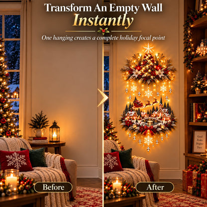 🎄2D Illuminated Christmas Village Wall Hanging – Warm LED Christmas Wall Decor for Home✨️