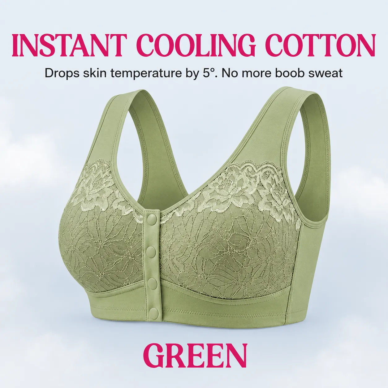 TOPSPIRE - Front Closure Breathable Cotton Lifting Bra for Seniors
