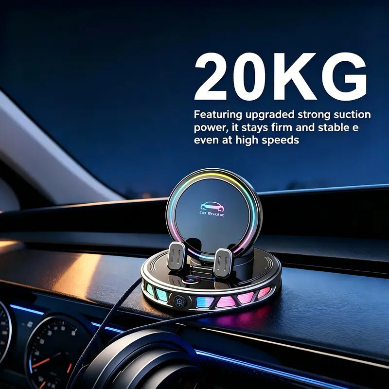 Smart 360° Wireless Charging Car Mount with RGB Ambient Lighting