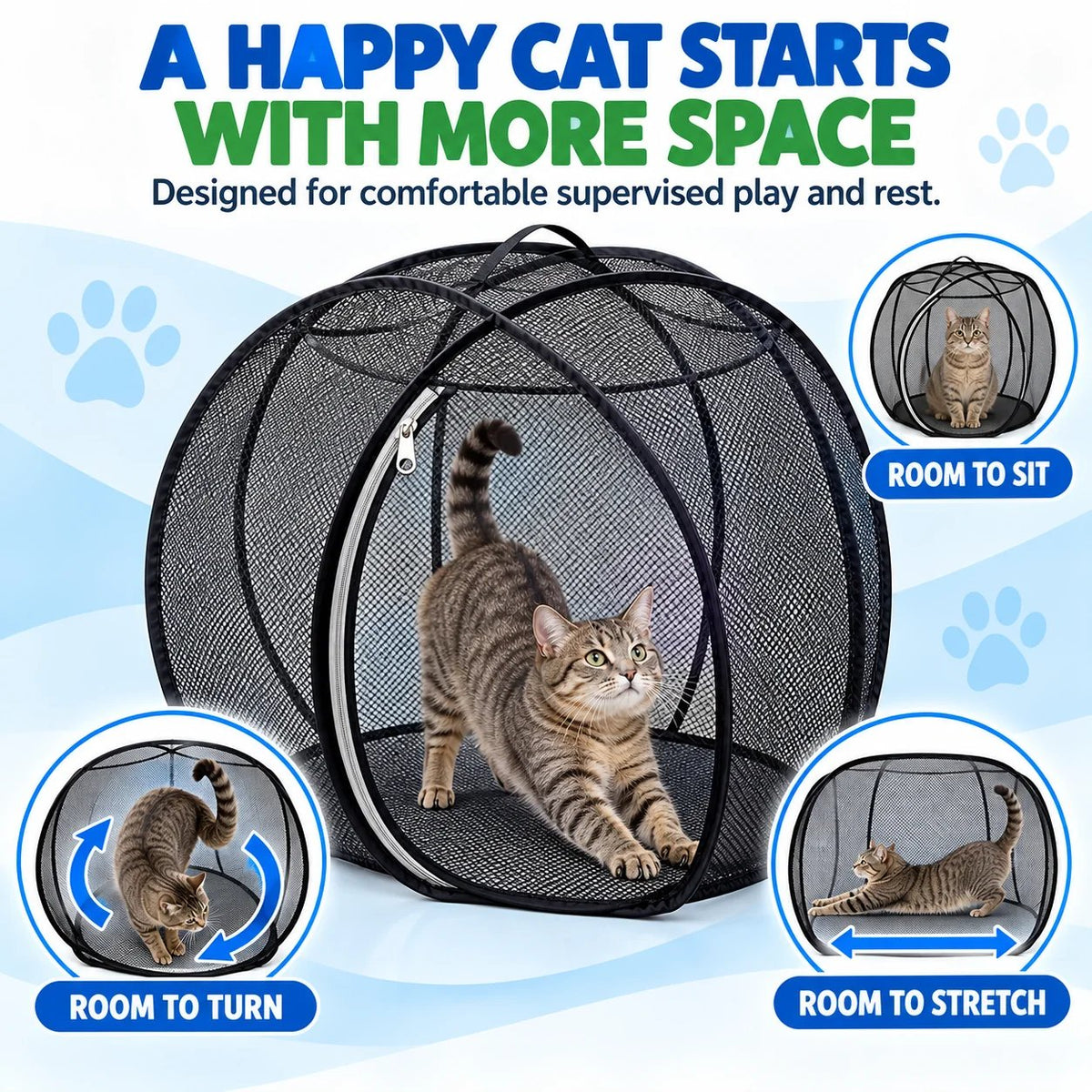 🐱 Rolling Pop-Up Cat Play Ball– 360° Panoramic Playpen 🐾