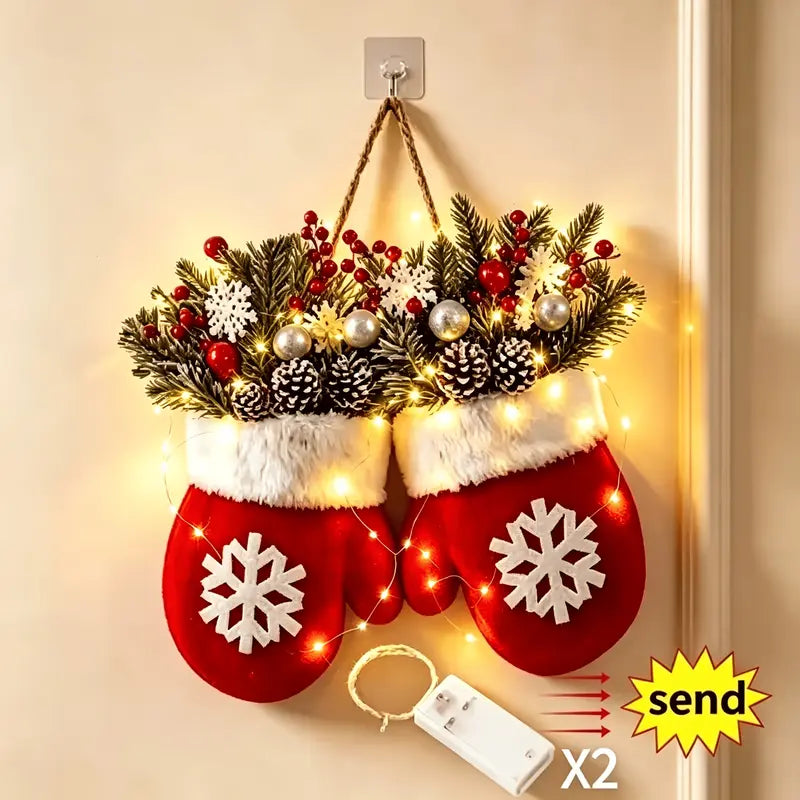 Light-Up Christmas Mitten Door Hanging
