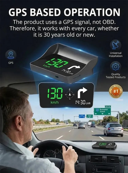 Universal GPS Car Speedometer HUD (MPH/KMH) - Plug & Play Windshield Projector for All Cars