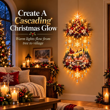 🎄2D Illuminated Christmas Village Wall Hanging – Warm LED Christmas Wall Decor for Home✨️