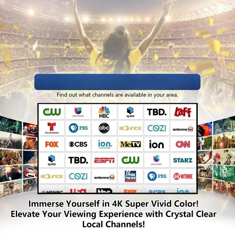 Digital TV Antenna for Smart TV Indoor,2026 TV Antenna with 5M Stick Base, 360°&Long Range Reception 4K HDTV Antenna for Local Channels